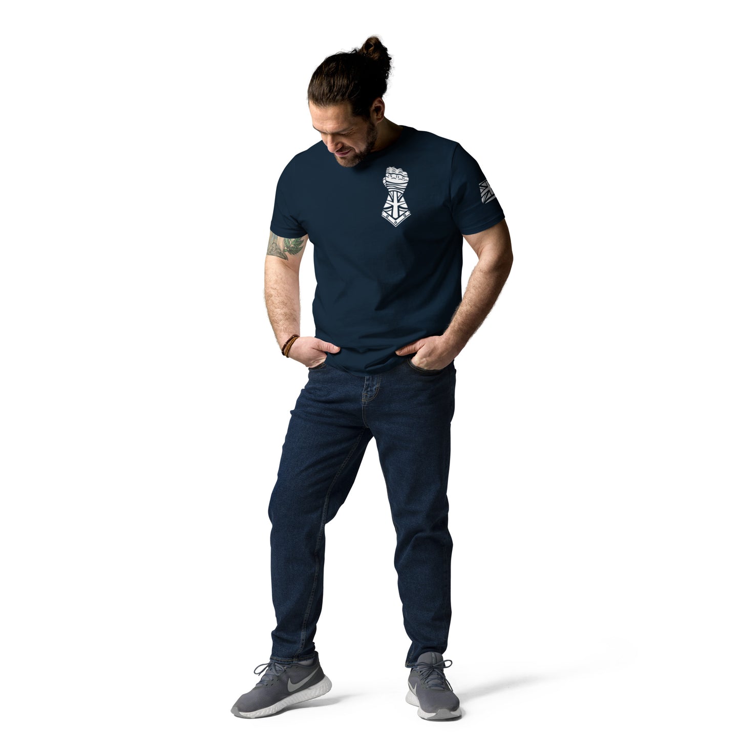 Navy and White - Gauntlet Back